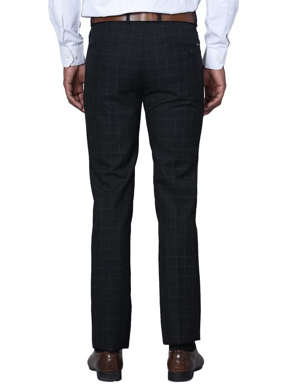 Image of Cantabil Men Checkered Non Pleated Regular Fit Mid Rise Formal Trousers for Men | Formal Pants for Men | Formal Wear Regular Fit Trousers for Men (P MTRF00073)