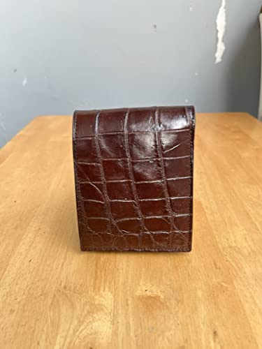 Genuine crocodile alligator leather skin brown bifold wallet for men, leather Men's wallet with 8 ́credit card slot4