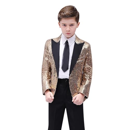 Veste à paillettes rouge garçon avec nom personnalisé pour tenue de fête