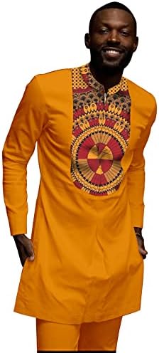 African Clothing for Men Long Sleeve Shirts and Pants Suit Dashiki Outfits Ankara Attire Plus Size Party Wear