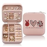 CEASQVAA Cheerleading Gifts Jewelry Box for Women, Gifts for Cheer-leading Women Friends, Cheerleader Gifts Stuff Accessories Cheer Team Small Travel Jewelry Case Organizer for Women