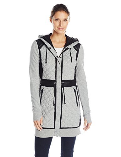 Blanc Noir Women's Mesh Inset Anorak Coat, Heather Grey, Small