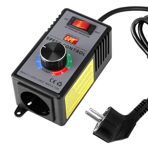 AC 230V 4000W Drehzahlregler Drehzahlregler Motor Stufenloser Spannungsregler mit Überlastschutz & Flammenhemmendem ABS-Gehäuse Motor-Geschwindigkeitsregler für Winkelschleifer Gebläse Lötkolb