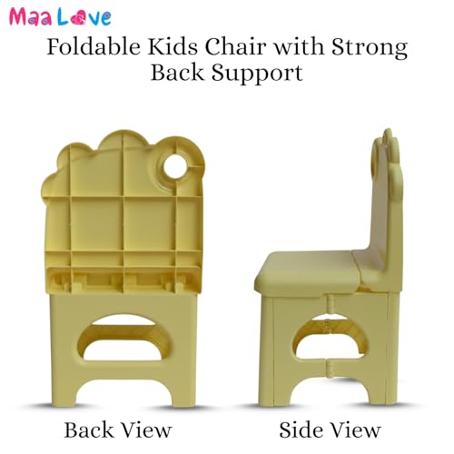 Image of Plastic Foldable Chair for Kids | School Study Chair for Indoor or Outdoor Use for Toddler Kids | Strong & Stable, Safe Rounded Edges | Capacity Up to 40 Kg (Yellow)