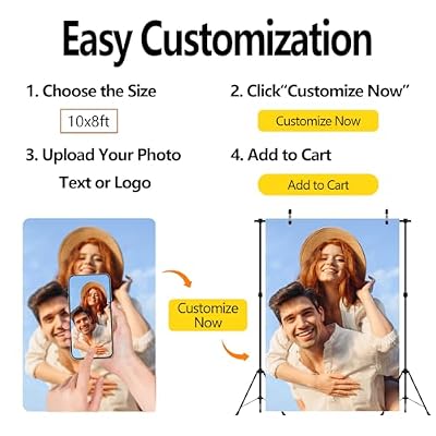 BELECO Fabric 10x10ft Custom Backdrop Personalized Backdrops Customize Backdrop with Picture Customized Background Banner for Party Decorations Gift for Birthday Wedding Graduation Valentine's Day