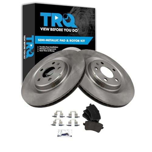 Image of TRQ Rear Brake Pad and Rotor Set Semi Metallic Compatible with 2013-2016 Audi Q5 2010-2016 S4 2010-2017 S5 2014-2017 SQ5