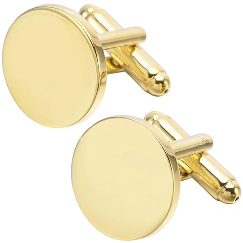 Mancuernillas clásicas redondas doradas para hombre miniatura 6