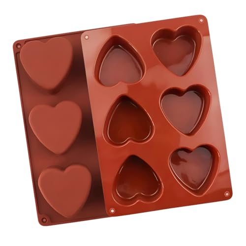 LVYKING 2 Pcs 6-Cavity Heart Shaped Silicone Mold For Chocolate Jelly Pudding Handmade Soap, Silicone Shaped Mold for Cake, Candle