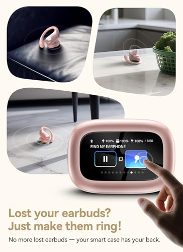 Image of jaddsa Bluetooth 5.4 Wireless Earphones with Touchscreen Control, ENC Call Noise Cancellation, Rich Bass Audio, 5 Sound Modes for Gym, Running & Travel - Pastel Pink