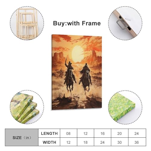 Poster Game Western Cowboy Impression sur Toile Déco Bureau Chambre 50x75cm - 2