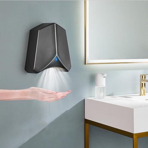 YYEDHEE Automatic Hand Dryer with HEPA Filter Media, Commercial Hand Dryer High Speed Auto Warm Wind 1100W, Quick Dry in 7 to 10 Seconds, 331x284x186mm,Black