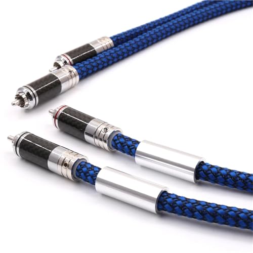 Pair 6N Silver Plated RCAA Audio Cable Carbon Fiber 2 RCAA to 2 RCAA Male Plug HiFi Dual Interconnector Cable for Audio Equipment(3m) miniatura 6