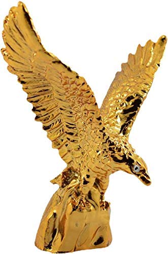 Resin made Feng Shui Flying Golden Eagle Spreading Wings Decorative Showpiece for Wealth and Success (Standard size).