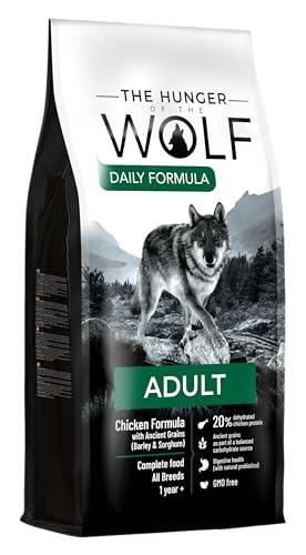 The Hunger of the Wolf crocchette per cani adulti di tutte le razze, al pollo e cereali antichi (orzo & sorgo) per l’alimentazione quotidiana - 12 kg