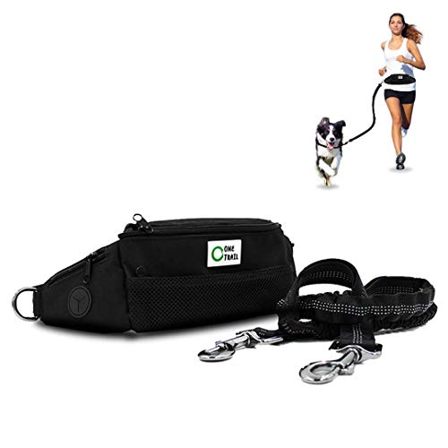 One Trail Hands Free Dog Leash | Durable Bungee Leash With No-Bounce Pack | For Men & Women | Large Or Medium Dogs (Large Dog Black) #TOP3