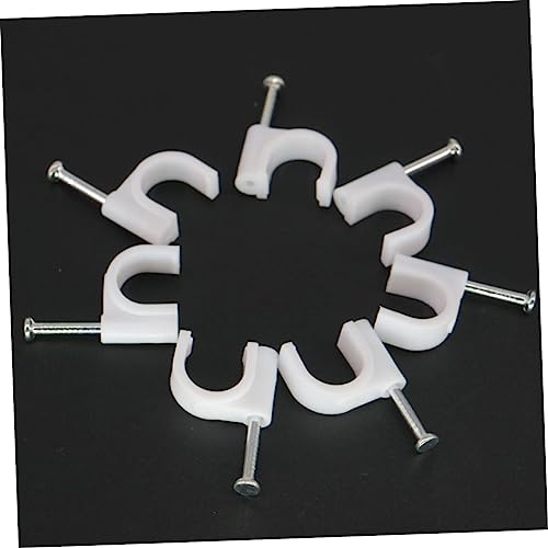 Plastic round Cable Wire Clips 300Pcs for Cable Management White | Hardened Nails, Corrosion-Free Plastic Build, for RJ45 and Electrical Cable Use, Office and Outdoors miniatura 4