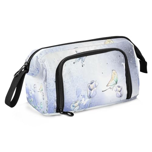 Astuccio per matite di grande capacità extra large per adolescenti farfalle fiori Farfalle Fiori Taglia unica Cartoni leggero viola