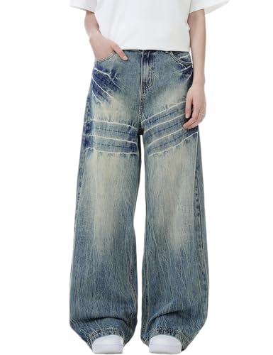 Men Baggy Jeans Y2k Blue Oversized Skater Jeans Hip Hop Pants Gothic Demin Joggers Streetwear Grunge Clothes