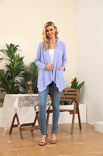 Image of VIISHOW Womens Lightweight Casual Hoodie Cardigans Open Front Waffle Knit Long Sleeve Outwear Coat with Pockets
