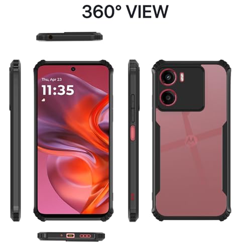 Image of Pikkme Crystal Clear Transparent Back Cover | Ultra Hyrbid | Full Camera Protection | Raised Edge | Bumper Case for Moto G05 (Black)
