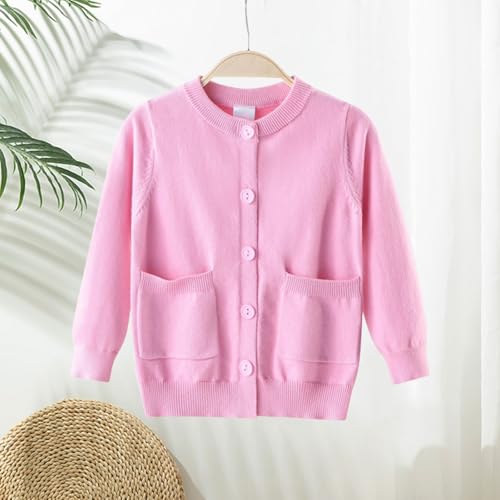 Kids School ?niforms Cardigan Long Sleeve Open Front Button Sweater Ribbed Knit Loose Casual Fall Tops with Pockets3