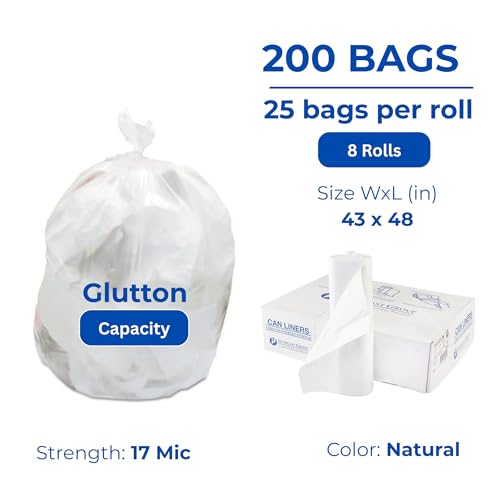 Image of Inteplast Group S434817N 48 inch Length x 43 inch Width x 17 Mic Thickness, Clear Color, HDPE Commercial Coreless Institutional Trash Can Liner (Case of 8 Roll, 25 Bags per Roll)
