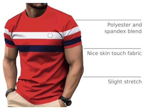 Image of RoseSeek Men's Color Block Short Sleeve Tee Shirts Casual Crewneck T Shirt Trendy Summer Tops