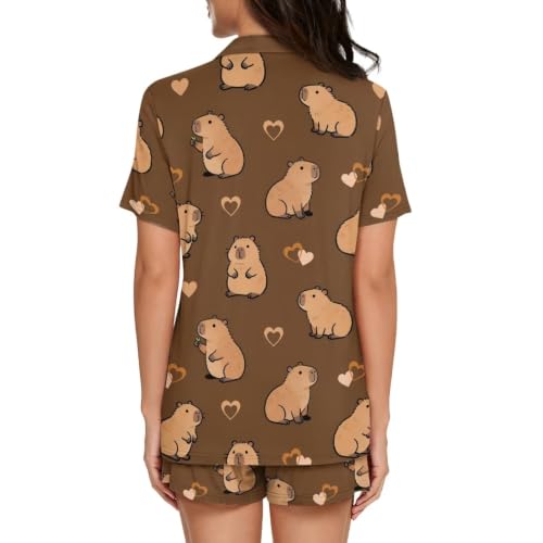 Image of Women's Short Sleeve Sleepwear Pajamas Nightwear with Pockets