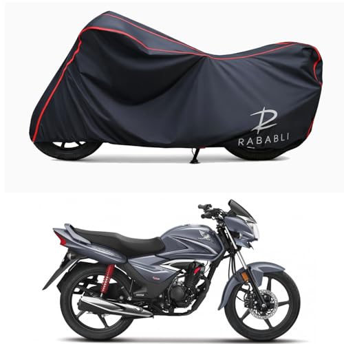 Image of Waterproof Bike Body Cover Compatible for | Honda Shine | Taffeta Fabric, Red Piping Design, Bottom Elastic Fit | Dustproof, Sun UV & Rain Protection for All Bikes