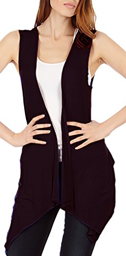 Sleeveless Light Weight Flyaway Cardigan Vest Black L
