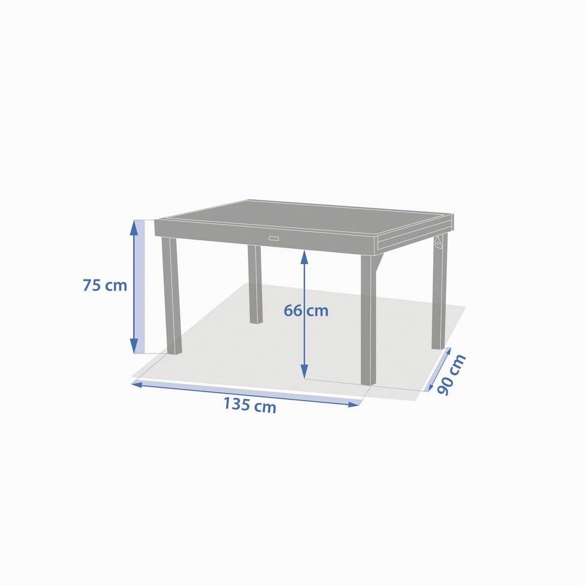 Hespéride - Table de Jardin Extensible Piazza Café - 10 Places - Aluminium Traité Epoxy Antirouille - Plateau Verre Trempé Effet Bois - Meuble d'Extérieur à Rallonge Coulissante