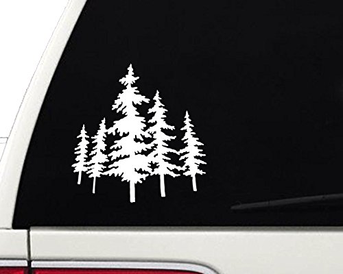 Wandtattoo Fichte Bäume Wald Vinyl, Größe wählbar (C) Large: 12" Weiß CV1023_White_12