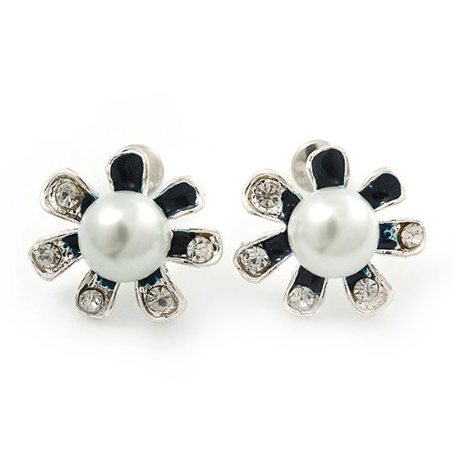 Set de joyería con collar de flor azul y pendientes para regalar en cumpleaños 5