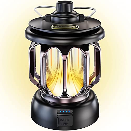 ARCLIGHT Retro Camping Lantern, Rechargeable LED Vintage Camp Lamp, Waterproof Battery Powered 3 Lighting Modes, Portable Dimmable Outdoor Hanging Tent Light for Yard/Terrace, Good Gift for Christmas