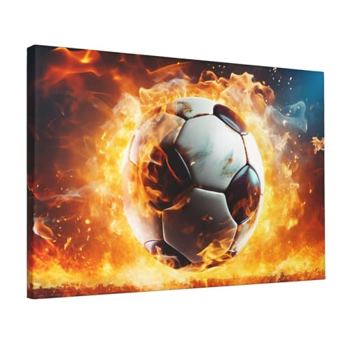 Affiche football brûlé sur toile déco murale chambre 30x45cm