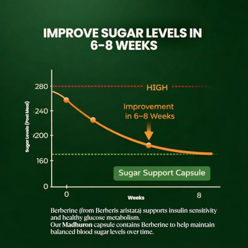 Image of Madhuron Ayurvedic Sugar Management Capsules, Plant-Based Supplement, Reduces Post-Meal Sugar Spikes