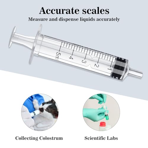 Mooshy 30 Stück 5ml Spritzen Kunststoffspritzen mit Deckel Sterile Kolostrum Spritze Ohne Nadeln Dosierspritze in Einzelverpackung für die Tierfütterung zur Abgabe Wissenschaftlichen Labor