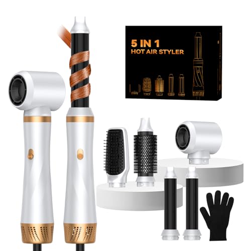 Image of Hair Dryer Brush 5 in 1, Blow Dryer Brush Set with Air Curler Wrap Hair Styler, Negative Ionic Blow Dry Brush, Detachable Hair Tool for Curling, Volumizer,Straightener,Drying