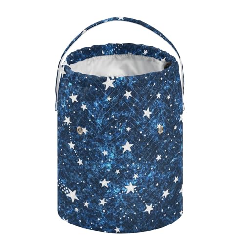 Image of Tatenale Crochet Bag Yarn Bag Knitting Project Bag with Pockets and Handle Portable Yarn Storage Organizer Tangle Free 8.3x11 InchDark Blue Star33
