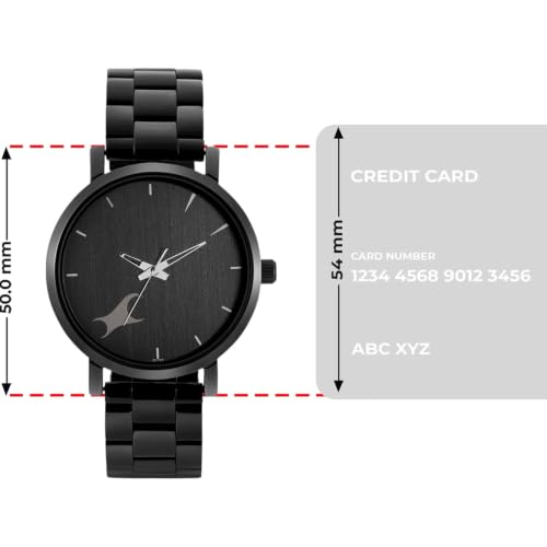 Image of Fastrack Plain 3 Hands Black Round Dial Black Plating Stainless Steel Strap Mens Watch - NT3242NM01