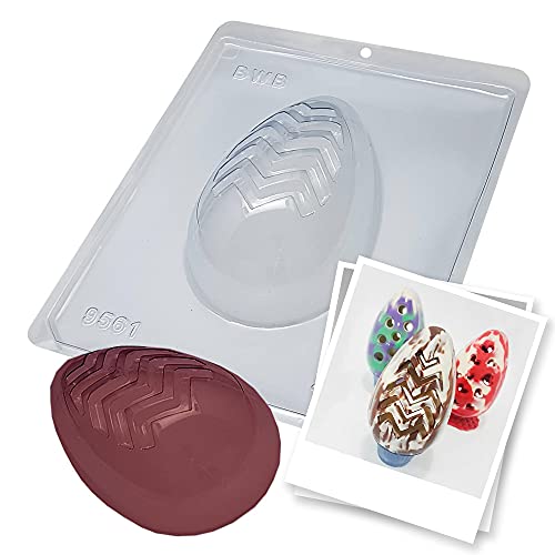 BWB 9561 Molde Especial 3 partes Huevo estrías 250g Forma con silicona para chocolate caliente de 1 Cavidades 72-250g Plástico PET Tridimensional Accesorios y utensilios de reposteria Cover
