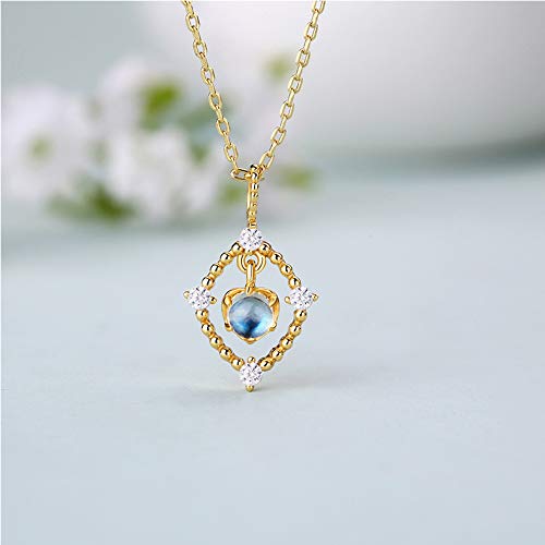 Bijoux en Argent Sterling collier bleu clair de lune anti ternissement