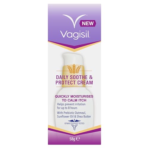 Vagisil Daily Sooth & Protect Oatmeal Cream Pump 58g. Provides Itch Protection With Prebiotic Oatmeal Sunflower Oil & Shea Butter