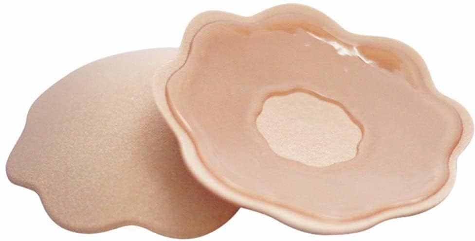 Pasties Silicone - Women's Reusable Nipple Cover Silicone Nipple Cover Bra Pad Flower Shape (Beige) (Pack of 1)-image-23