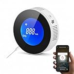 Detector de Gas WiFi Inteligente, Detector de Gas Natural/Carbón/Metano/GPL con Pantalla LCD, Alarma de 85dB, Compatible con App,Enchufe Tipo C，Certificado EN 50194