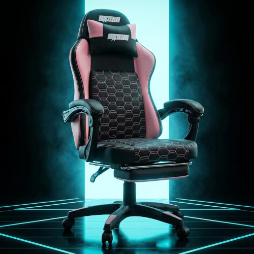 Image of DROGO Pulse Ergonomic Gaming Chair | High Back Office Computer Chair with Premium PU Leather, Adjustable Height & Linkage Armrest | Lumbar Support, 165 Recliner & Footrest | 1 Yr Warranty (Pink)