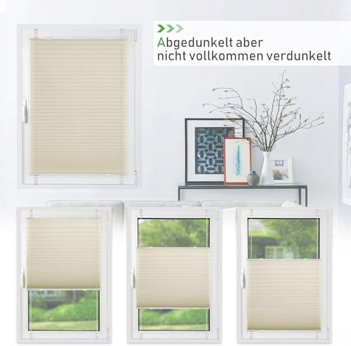 Deswell Plissee ohne Bohren Klemmfix Beige B70 x H100 cm Plisseerollo Sonnenschutz und Sichtschutz Jalousien Easyfix Plissees… – Ansicht 3