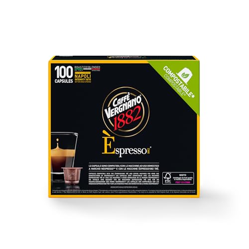 Caffè Vergnano 1882 - 100 Capsule Caffè Compostabili e Compatibili con Nespresso, Napoli - Pack da 100 capsule