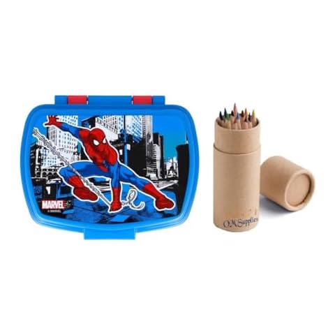 Spiderman Sandwich Lunch Box with Pencil Set Cover