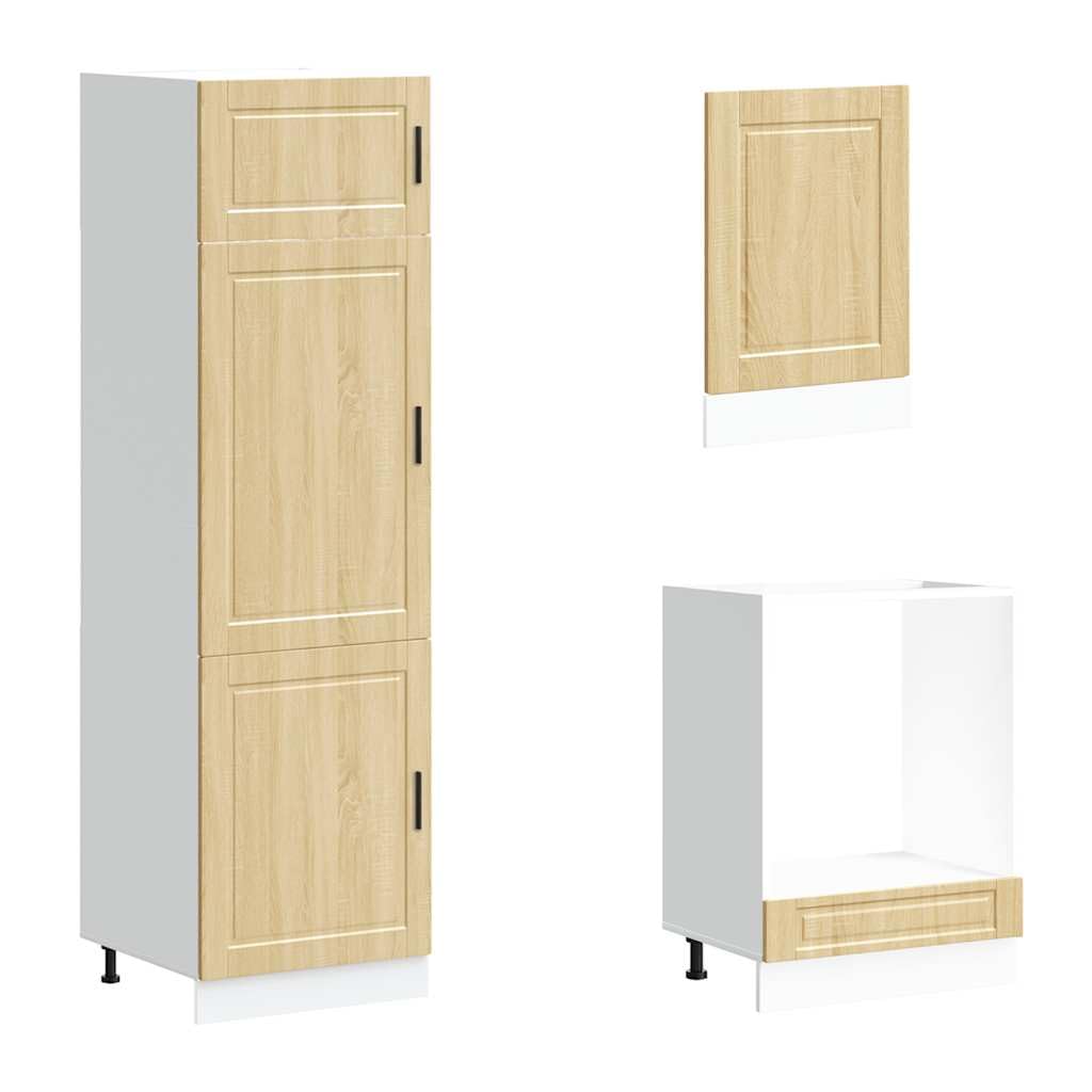 Küchenschrank-Set 7-teilig Porto, Einbauküche Sonoma-Eiche, Küchenzeile aus Holzwerkstoff, Küchenmöbel Set für Spüle, Ofen und Geschirrspüler, Modulare Miniküche